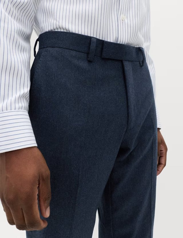 Marks & Spencer M&S Tailored Fit Italian Wool Rich Suit Trousers Navy - 3