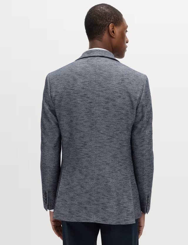 Marks & Spencer M&S Tailored Fit Textured Stretch Blazer Navy Mix - 2