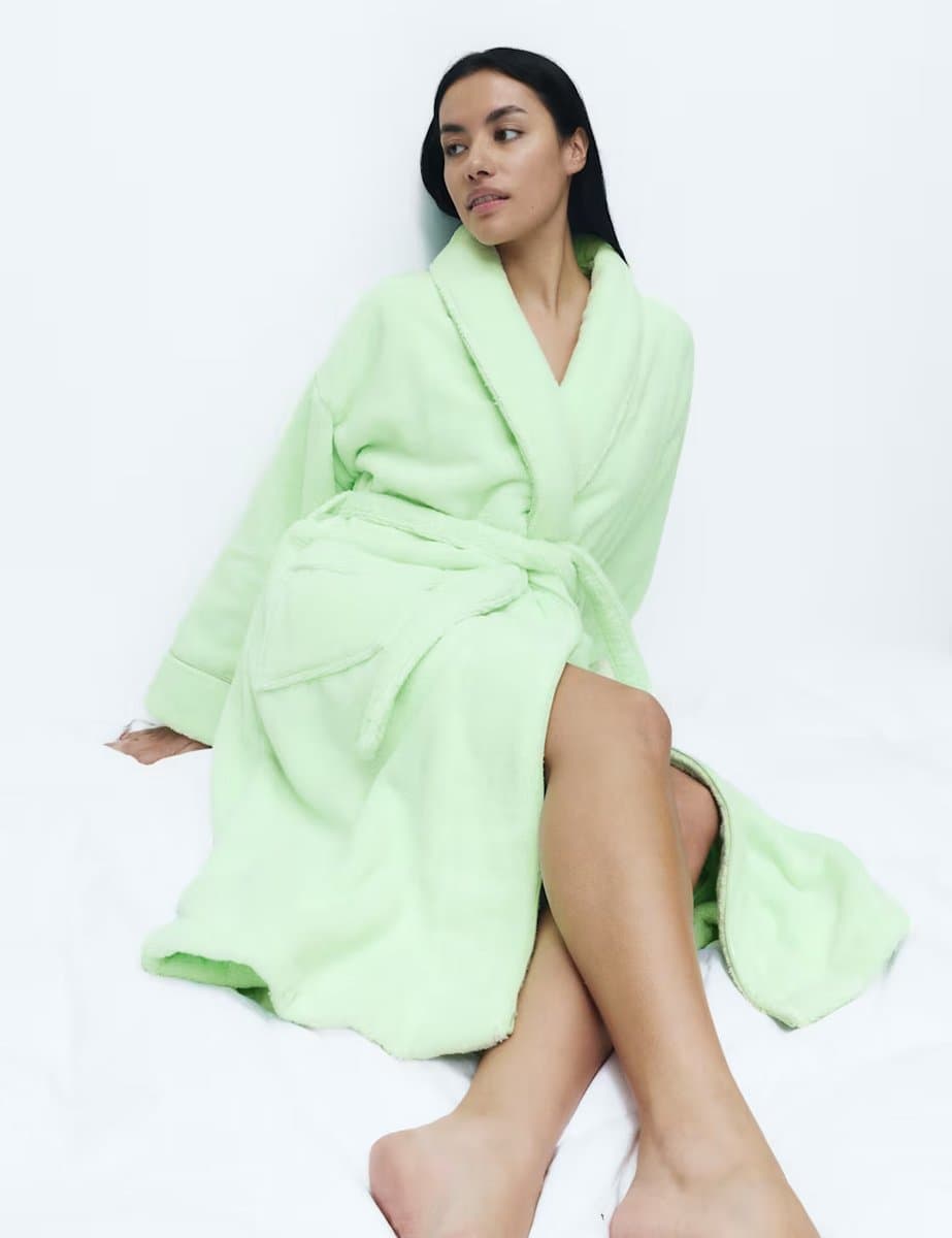 Marks & Spencer M&S Pistachio Pure Cotton Towelling Dressing Gown