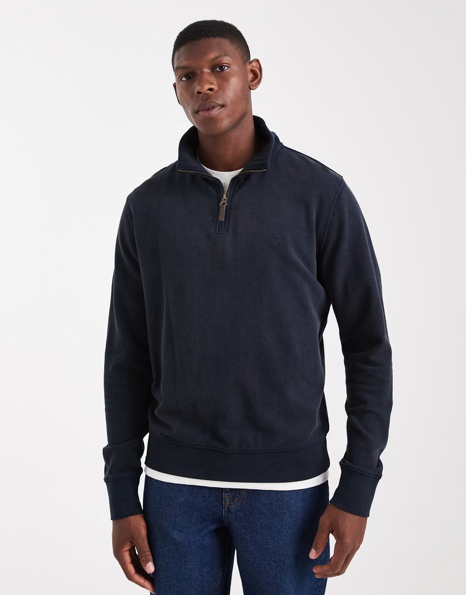 ASOS Superdry Classic essential half zip jumper in super dark navy - 1