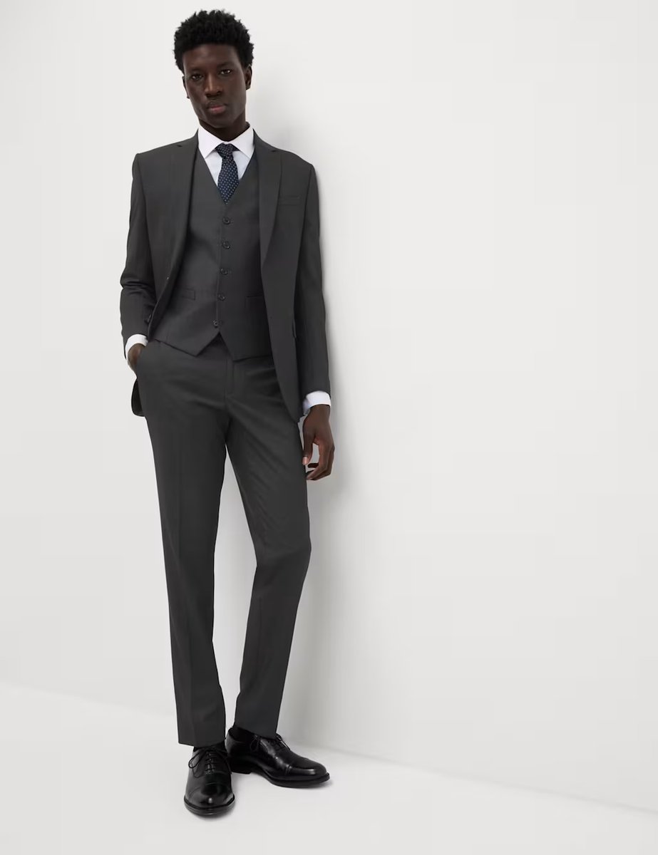 Marks & Spencer M&S Slim Fit Stretch Suit Trousers Charcoal - 4