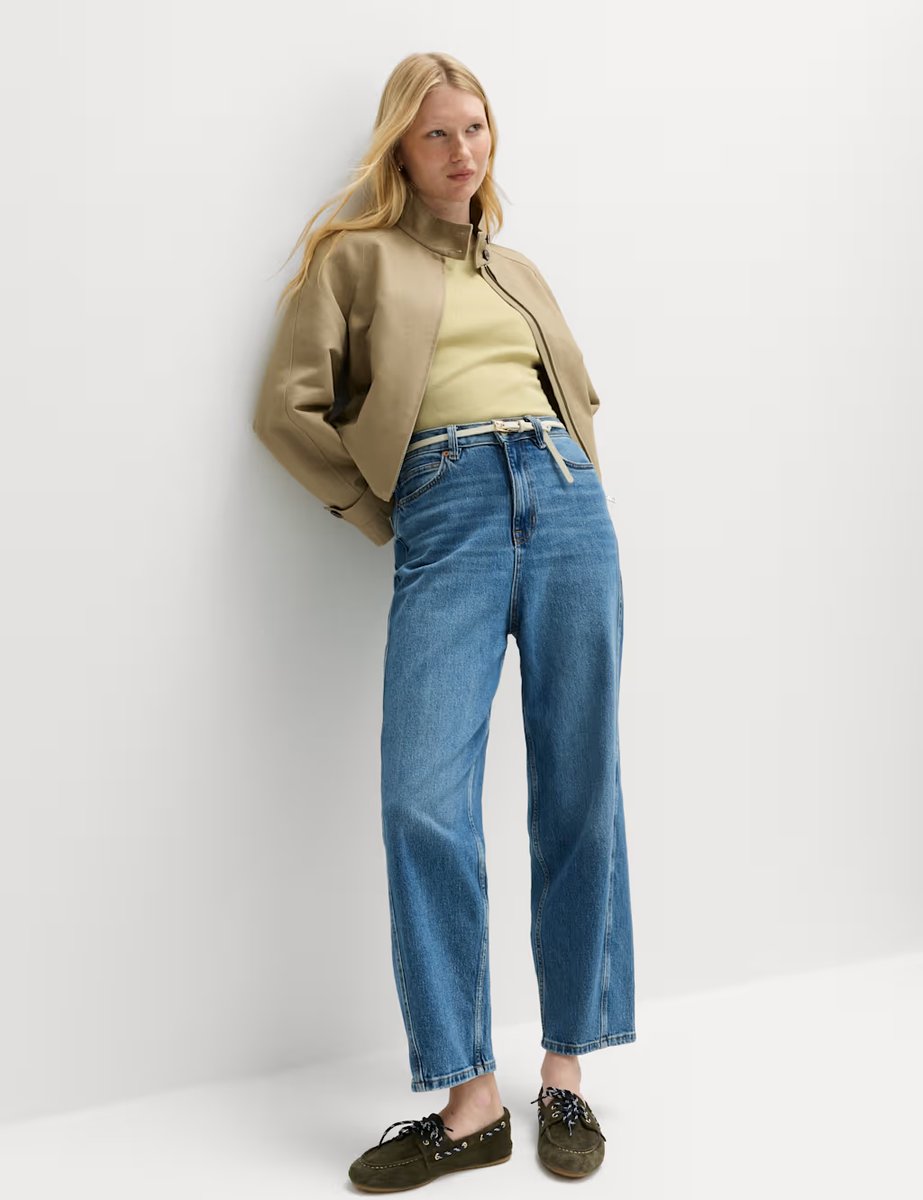 Marks & Spencer M&S Crew Neck Waisted Slim Fit Knitted Top Camomile - 4