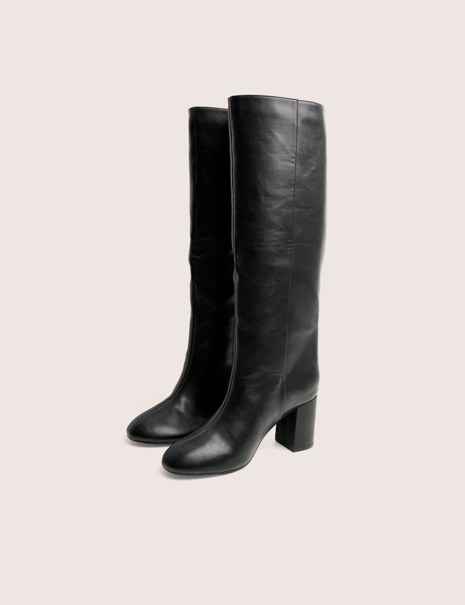 Public Desire Maison Black Pu Knee High Block Heeled Boots - 4
