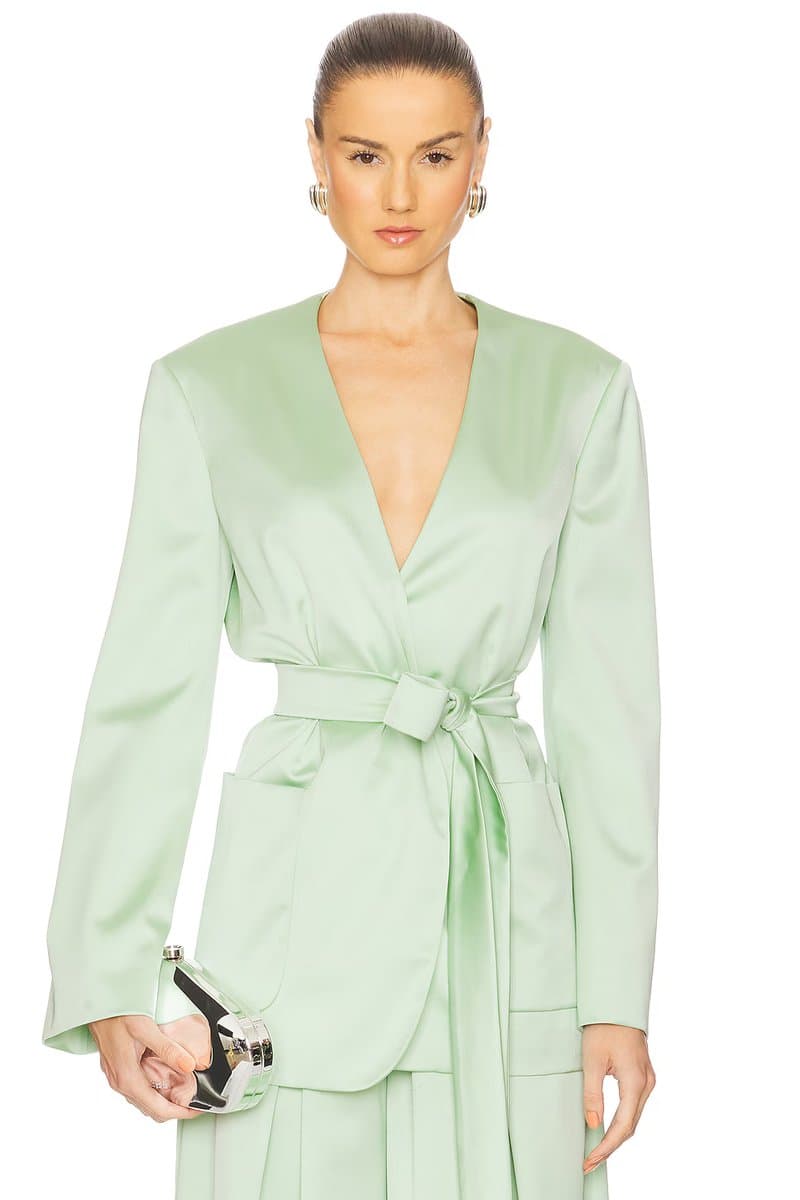 revolve Revolve Collarless Blazer with Belt in Mint
