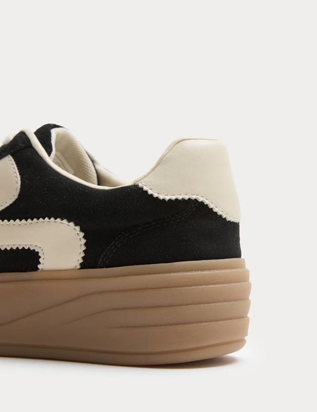 Marks & Spencer M&S Suede Side Detail Platform Trainers Black - 2