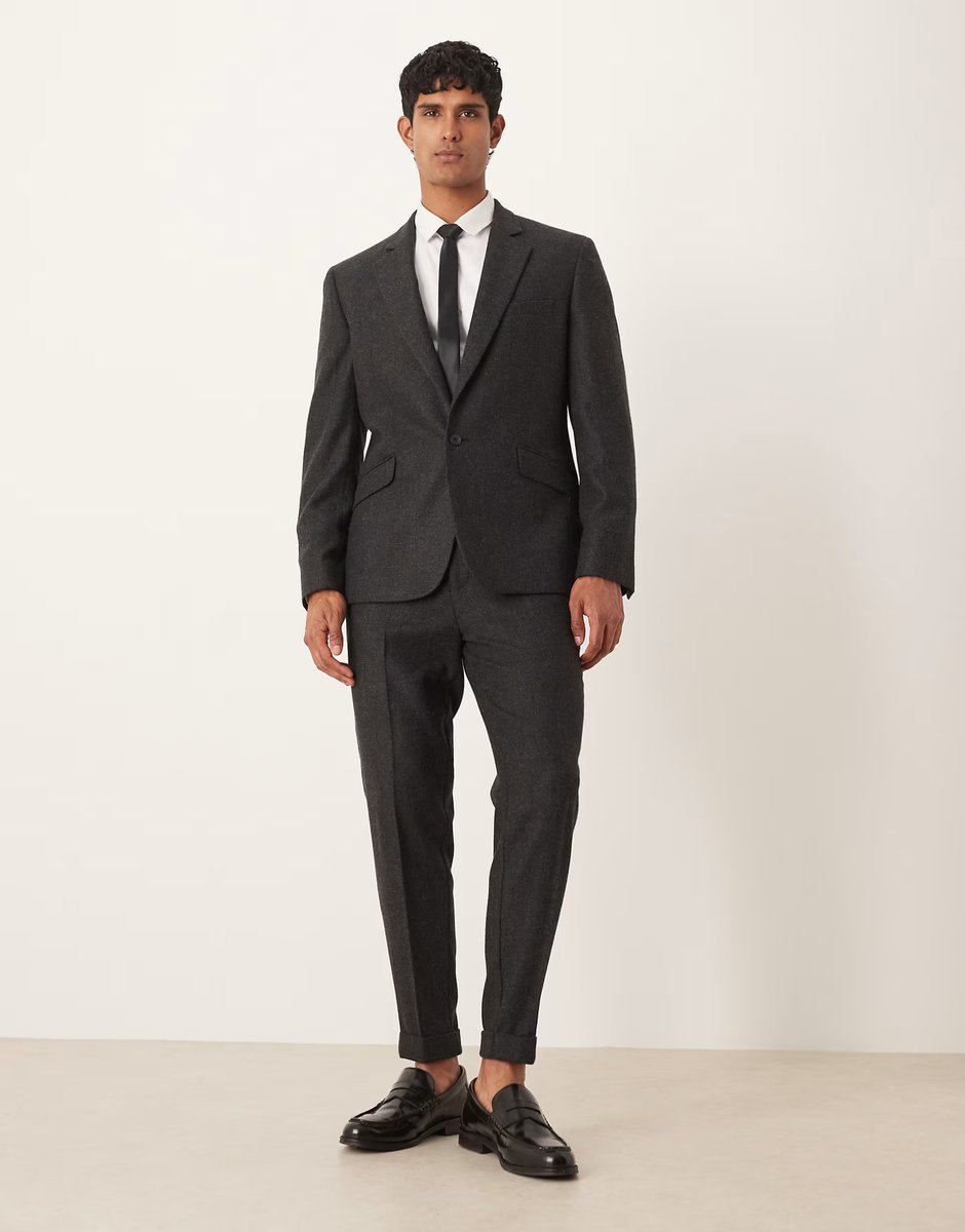 ASOS ASOS DESIGN slim suit jacket in wool blend black check - 2