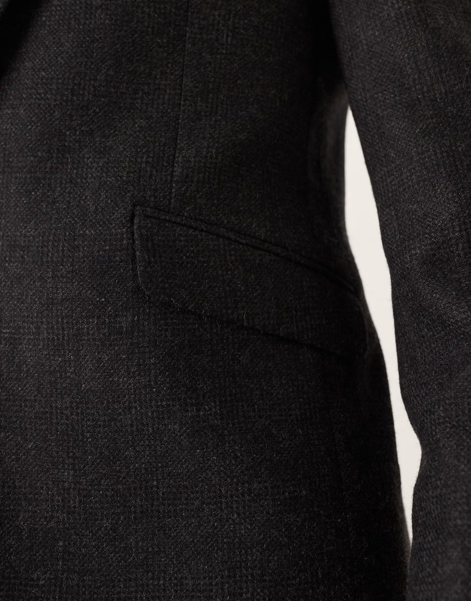 ASOS ASOS DESIGN slim suit jacket in wool blend black check - 4