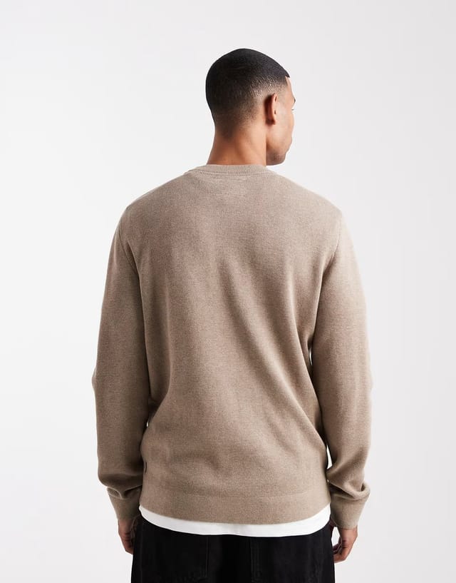ASOS Jack & Jones premium knitted crew neck jumper in beige - 3
