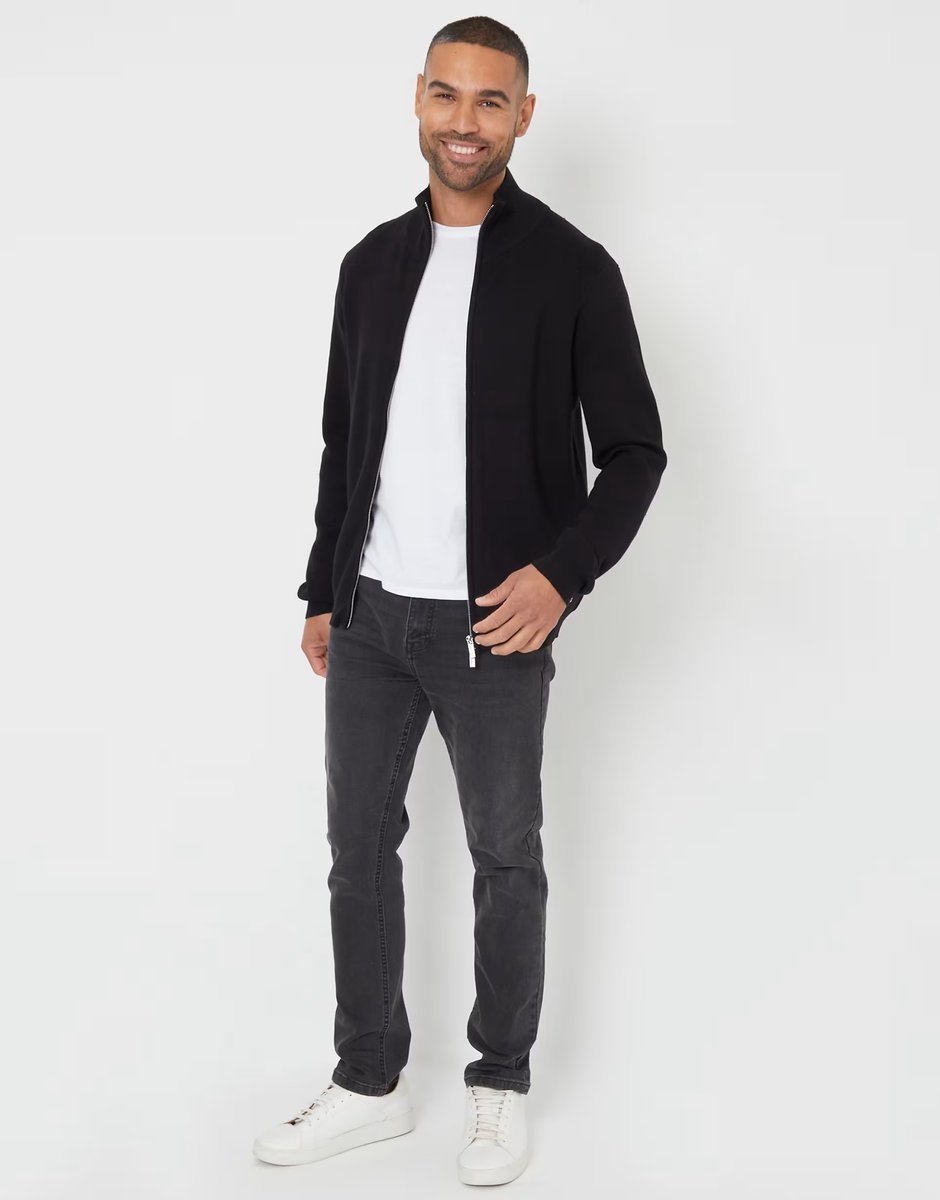 ASOS Threadbare Zip-through funnel neck knitted cardigan in black - 2