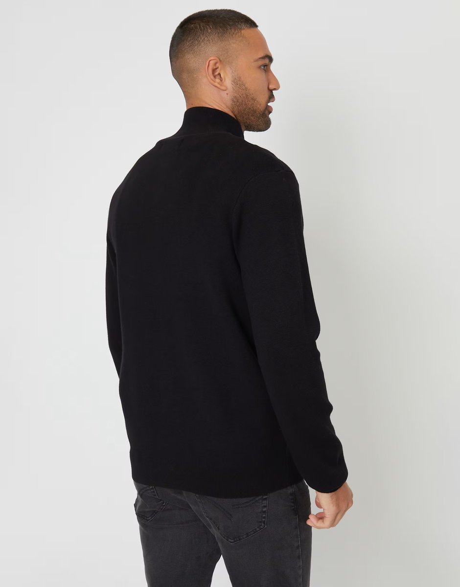 ASOS Threadbare Zip-through funnel neck knitted cardigan in black - 4