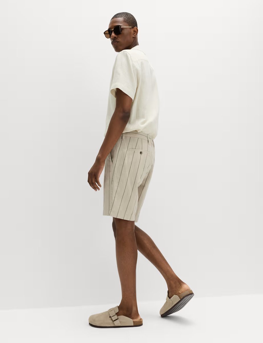 Marks & Spencer M&S Linen Blend Chino Shorts Stone/Khaki - 2