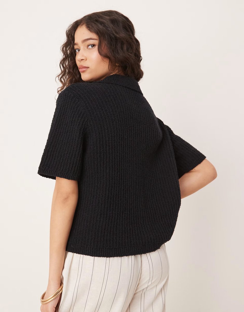 ASOS Abercrombie & Fitch short sleeve crochet cardigan in black - 4