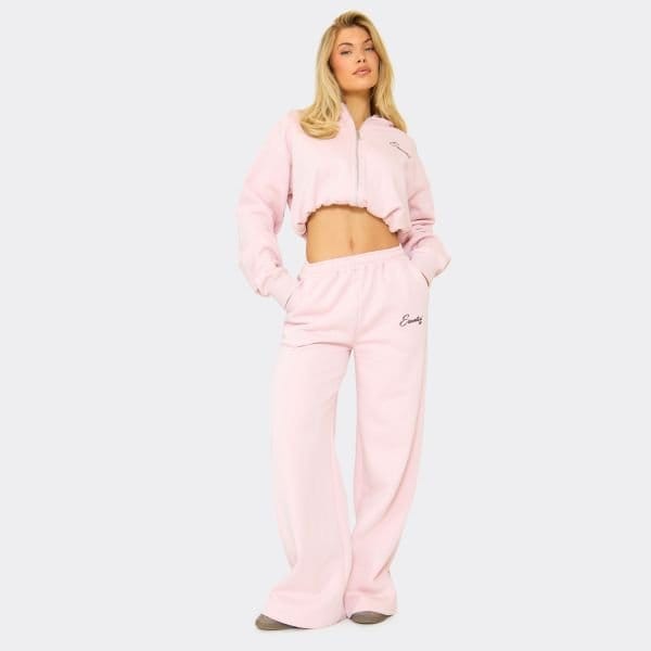 EGO Long Sleeve Graphic Detail Zip Up Hoodie In Pink, Women's Size UK 6 - 2