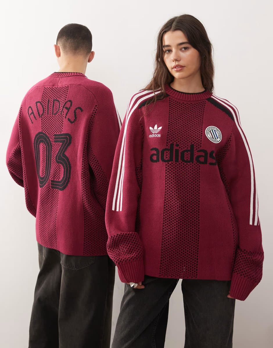 ASOS ASOS Originals Adicolor Knitted Jersey in Burgundy