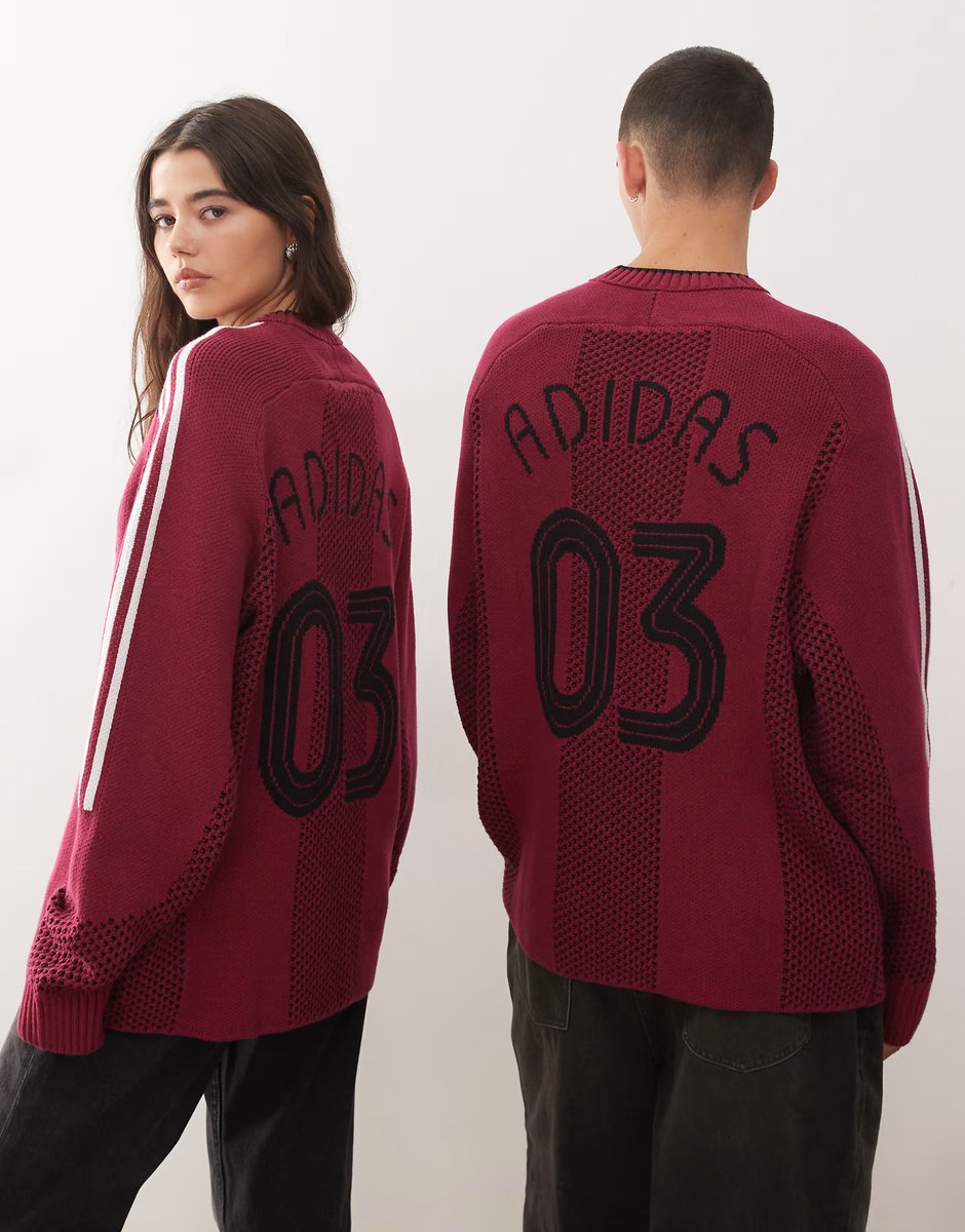 ASOS adidas Originals Adicolor knitted jersey in burgundy - 3