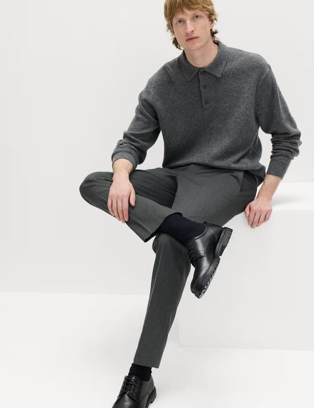 Marks & Spencer M&S 2 Pack Regular Fit Smart Stretch Trousers Charcoal - 2