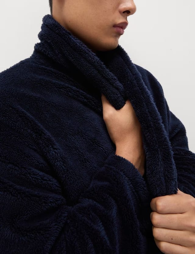 Marks & Spencer M&S Fleece Supersoft Dressing Gown Midnight Navy - 2