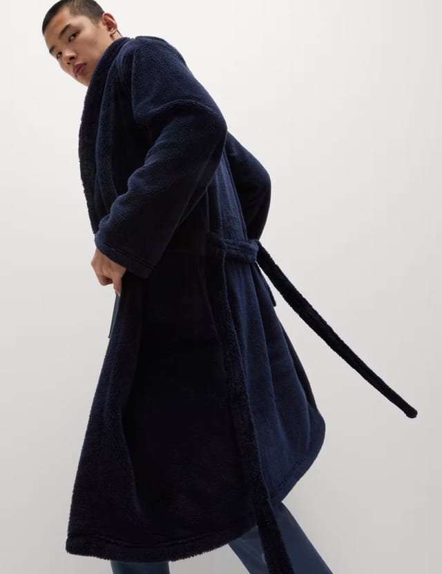 Marks & Spencer M&S Fleece Supersoft Dressing Gown Midnight Navy - 3