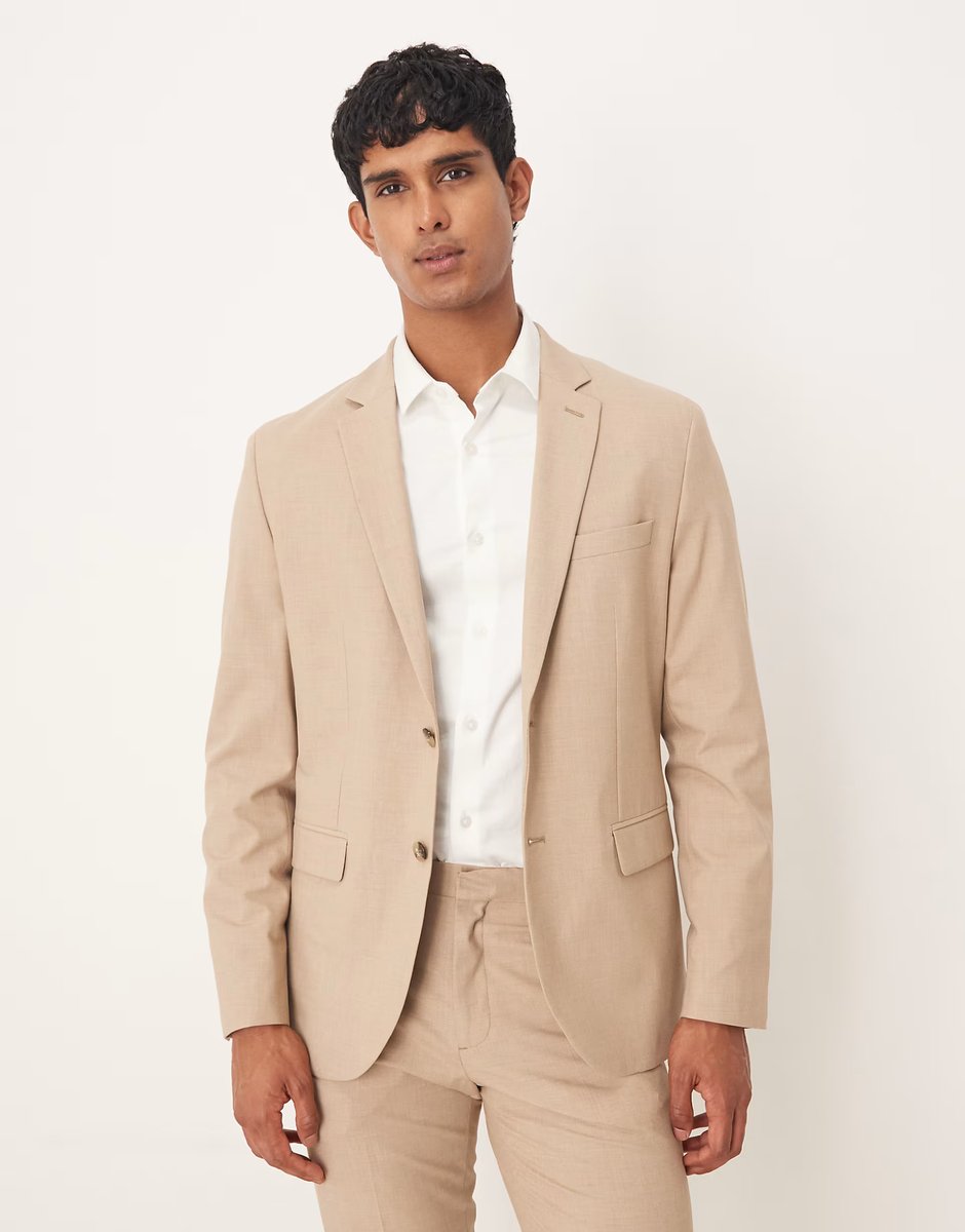 ASOS Mango tailored blazer & trouser co-ord in ecru - 3