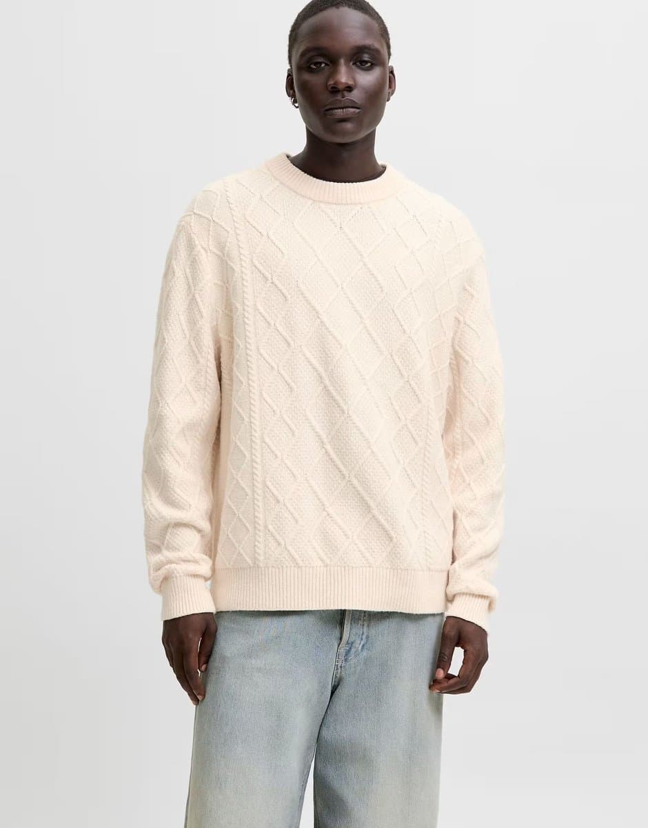 ASOS Jack & Jones cable knit jumper in cream