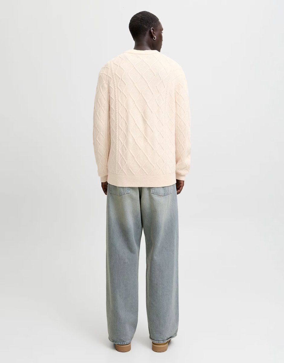 ASOS Jack & Jones cable knit jumper in cream - 3