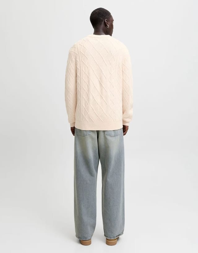 ASOS Jack & Jones cable knit jumper in cream - 3