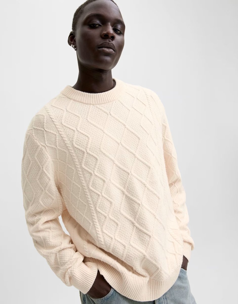 ASOS Jack & Jones cable knit jumper in cream - 4