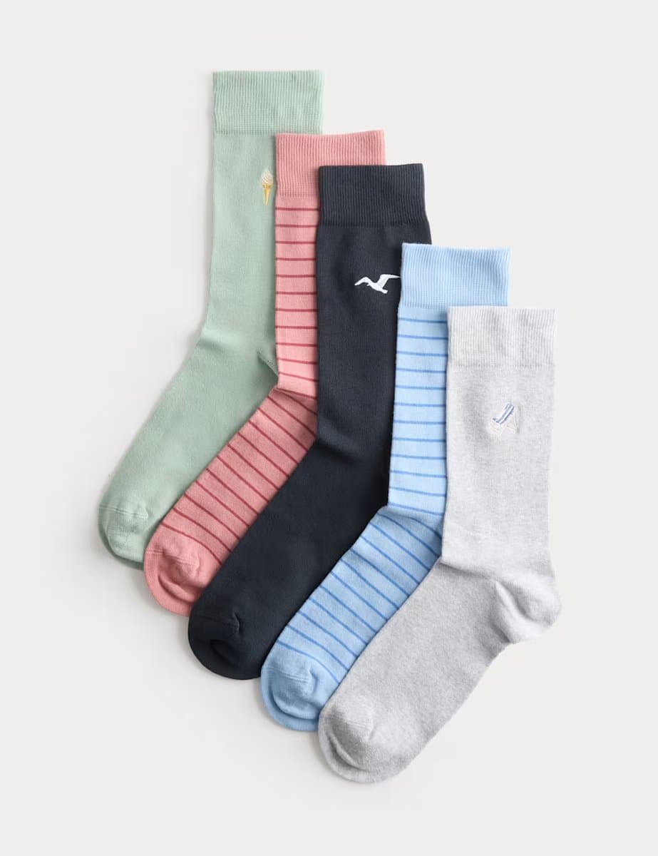 Marks & Spencer M&S 5 Pack Cool & Fresh™ Seaside Cotton Rich Socks Multi