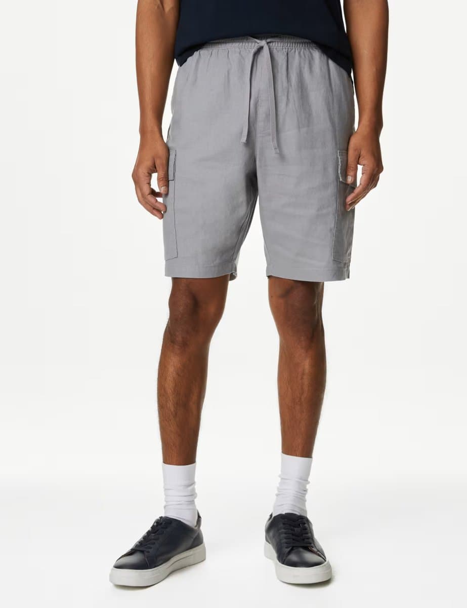 Marks & Spencer M&S Elasticated Waist Utility Shorts in Grey