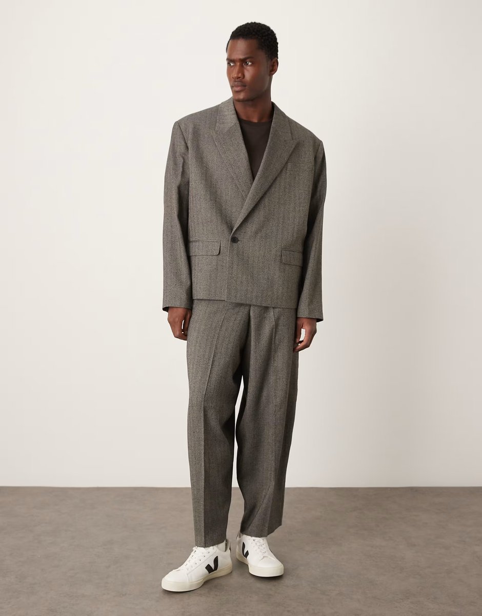 ASOS ASOS DESIGN extreme oversized suit jacket in grey herringbone - 2
