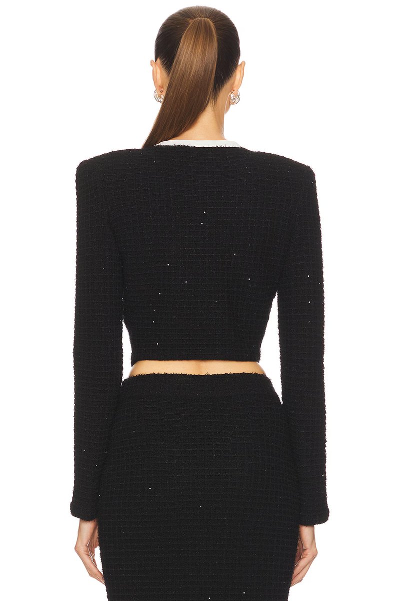 revolve Black Floral Textured Knit Jacket - 3