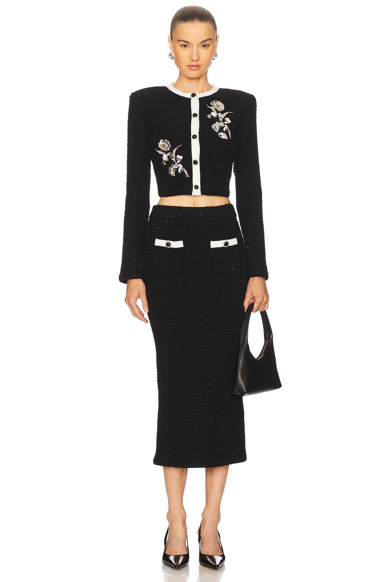 revolve Black Floral Textured Knit Jacket - 4