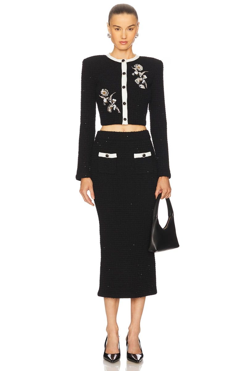revolve Black Floral Textured Knit Jacket - 4