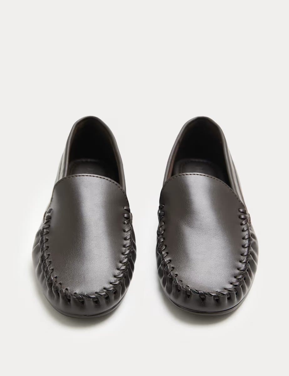 Marks & Spencer M&S Whip Stitch Detail Slip On Loafers in Brown