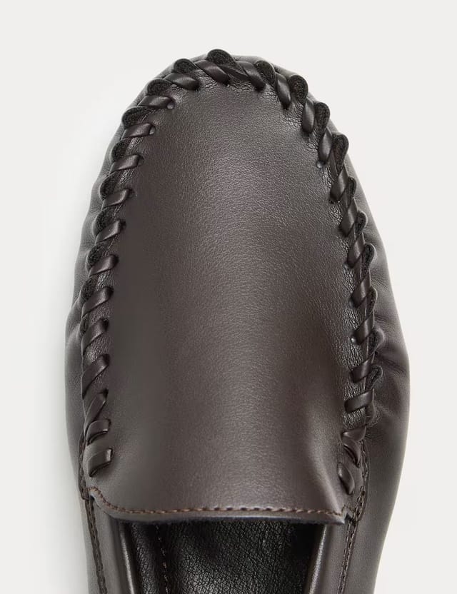 Marks & Spencer M&S Whip Stitch Detail Slip On Loafers Brown - 2