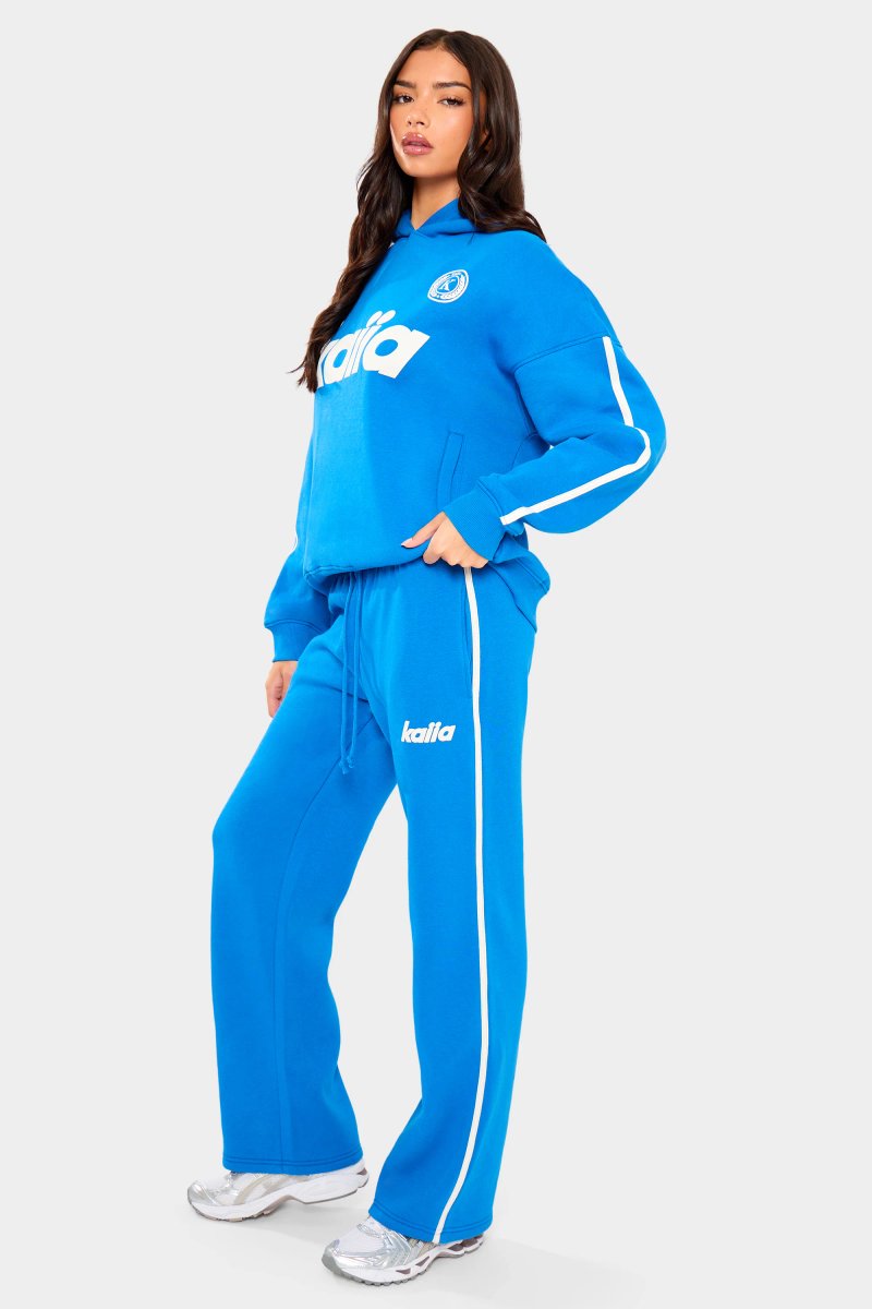 Kaiia Kaiia Logo Side Stripe Wide Leg Joggers Cobalt Blue - 2