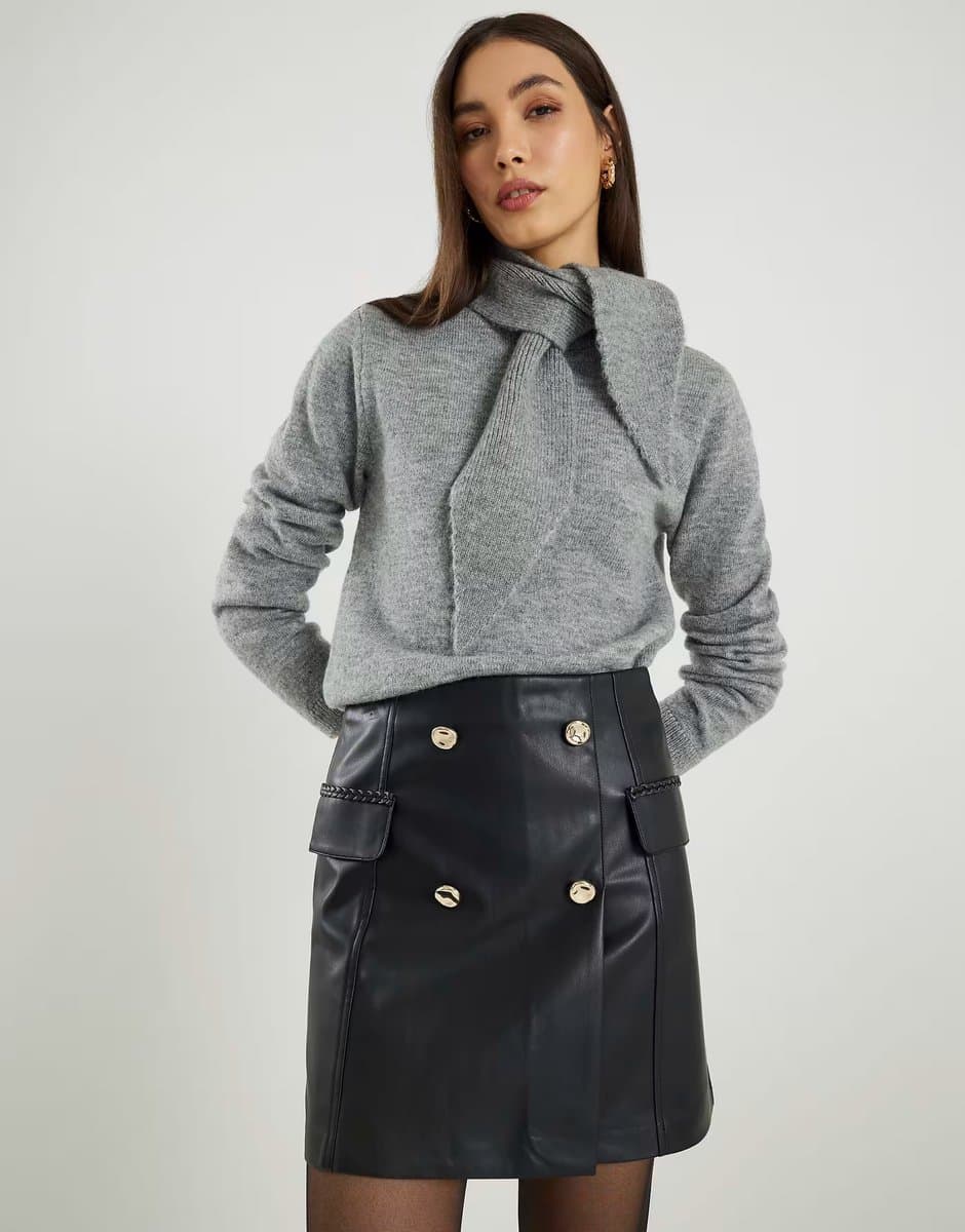 ASOS River Island Faux leather wrap mini skirt in black