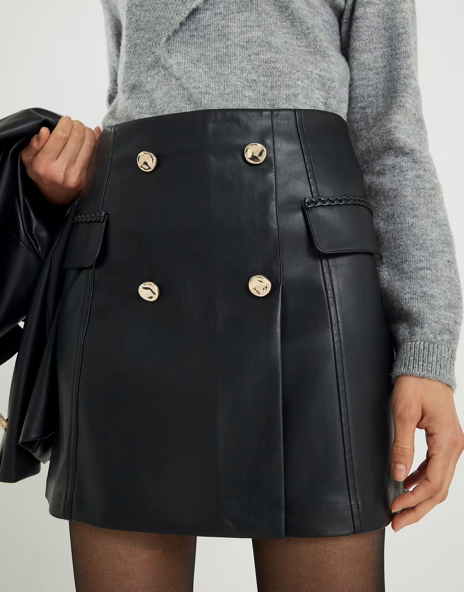 ASOS River Island Faux leather wrap mini skirt in black - 3