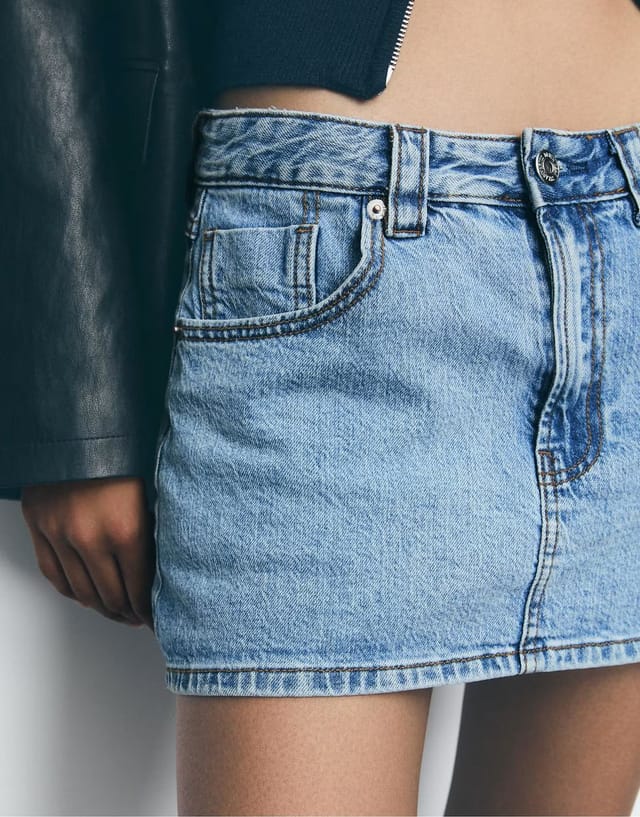 ASOS Stradivarius D62 denim skort in light blue - 3