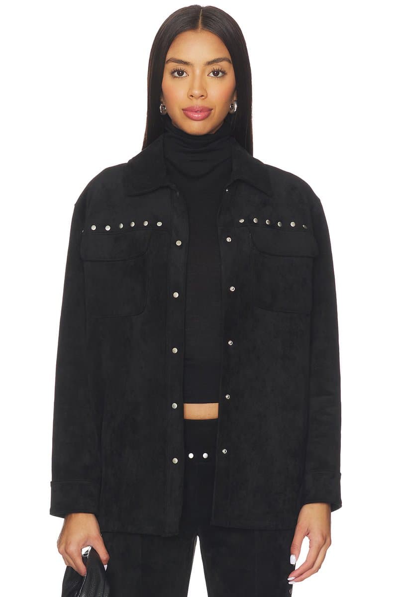 revolve Revolve Suede Jacket with Studs in Black