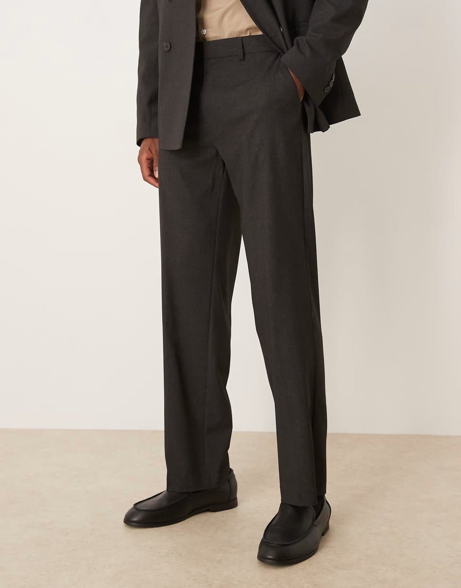 ASOS ASOS DESIGN Charcoal Straight Suit Trousers