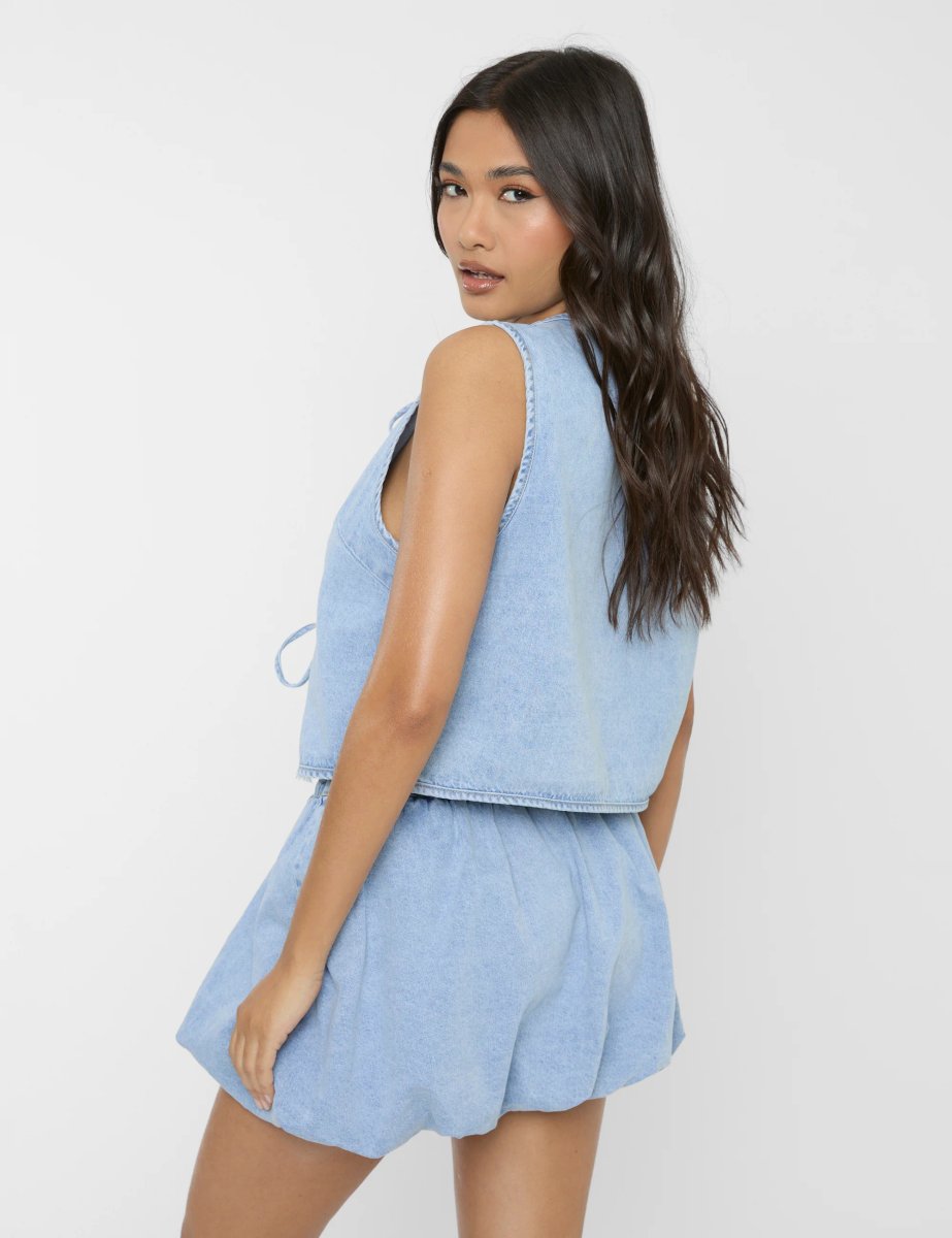 Public Desire Puff Ball Mini Skirt Light Blue - 3