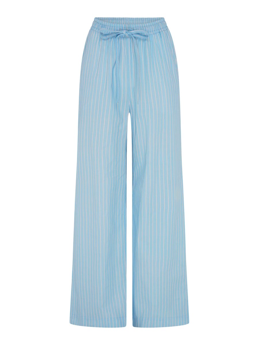 OMNES Ramela Elasticated Waist Trouser in Cream and Blue Stripe - 4