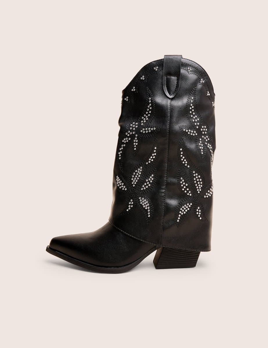 Public Desire Public Desire UK Studded Western Ankle Boots in Black