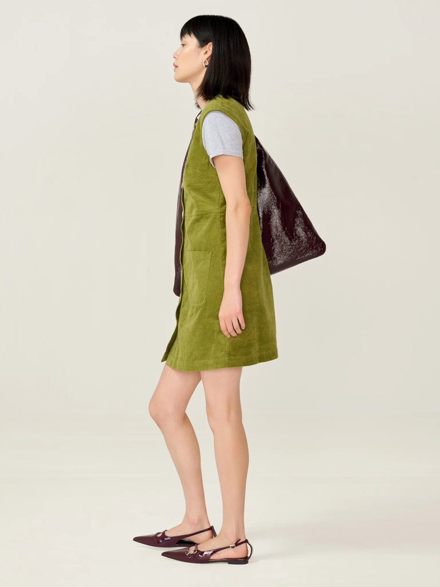 OMNES Bunni Cord Dress in Moss Green - 2