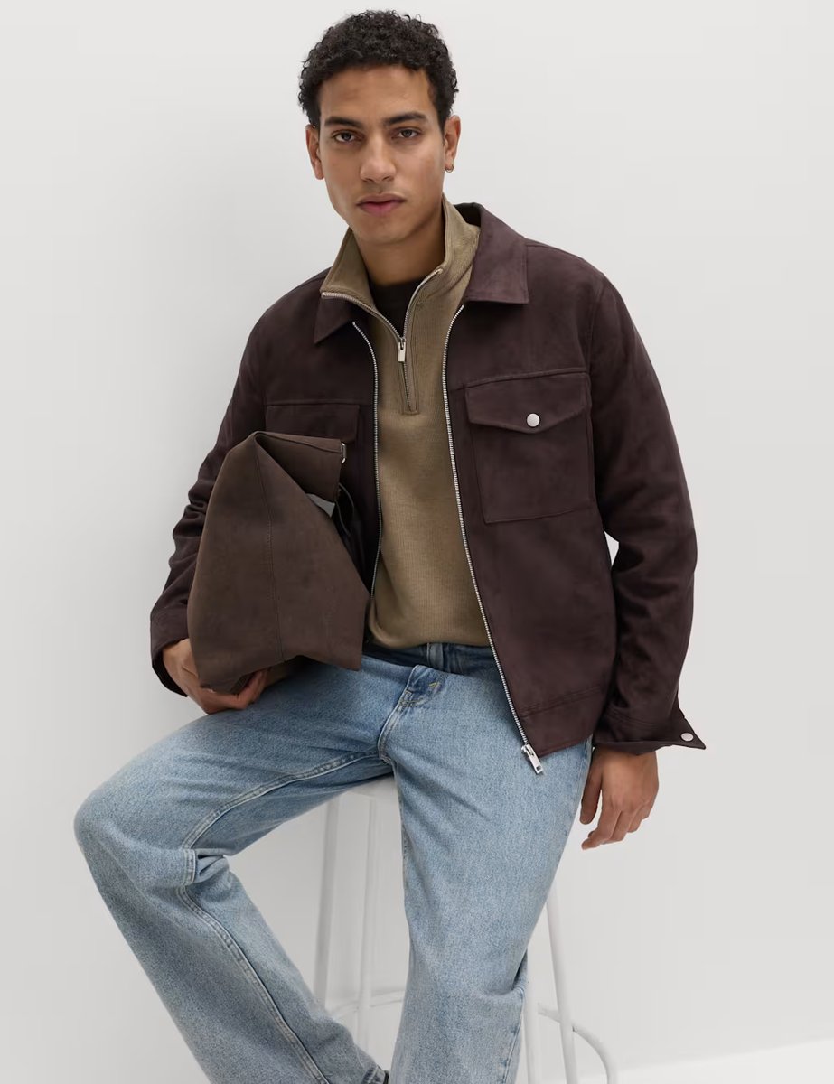 Marks & Spencer M&S Cotton Rich Double Knit Half Zip Sweatshirt Sand - 3