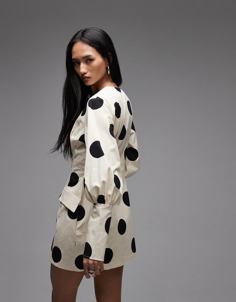 ASOS ASOS DESIGN button down blazer structured mini dress in polka dot - 3