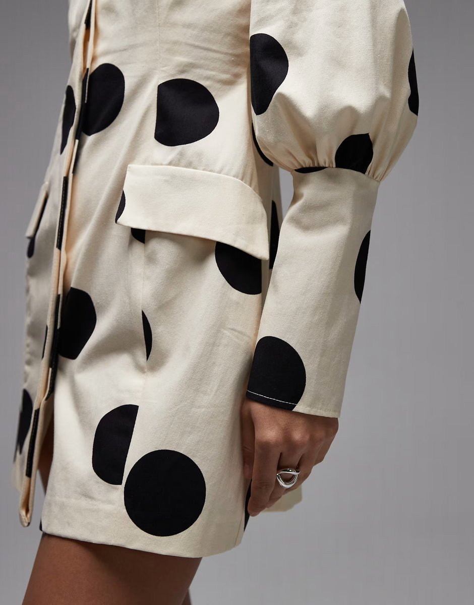 ASOS ASOS DESIGN button down blazer structured mini dress in polka dot - 4