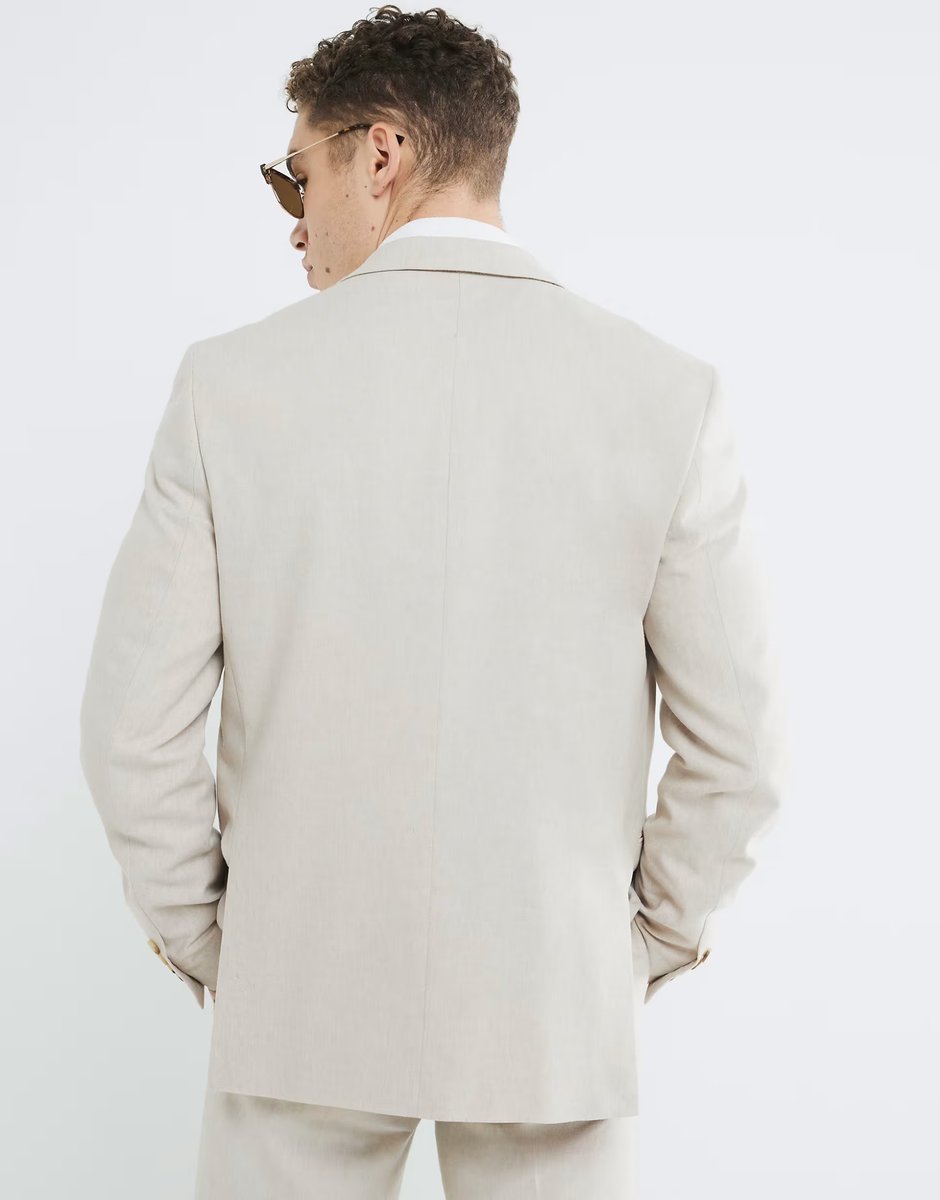 ASOS River Island slim linen suit jacket in cream - 2