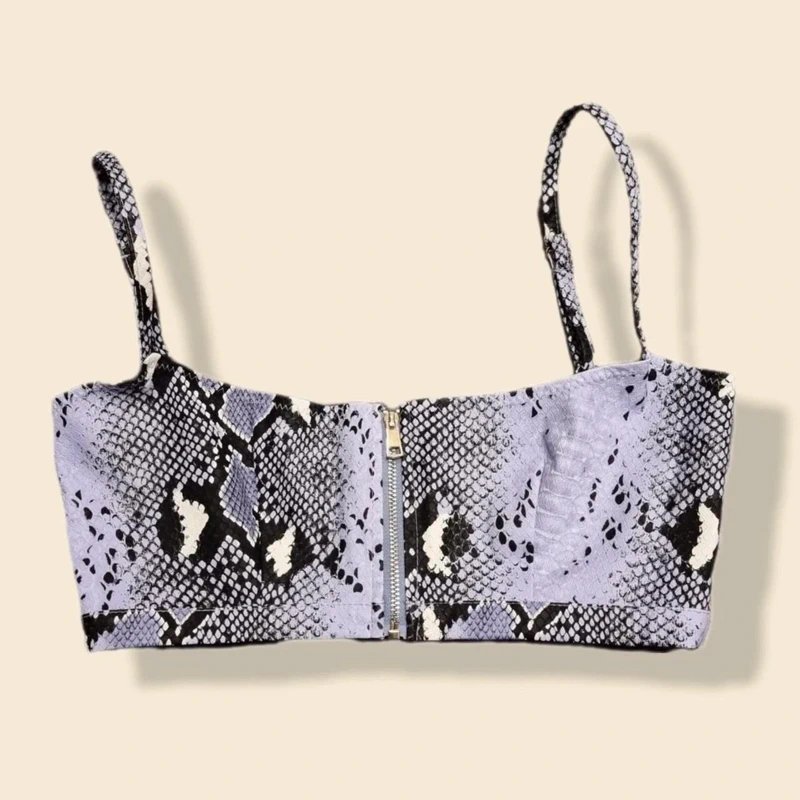 Oh Polly Oh Polly Purple Snake Print Bralet Crop Top - 2